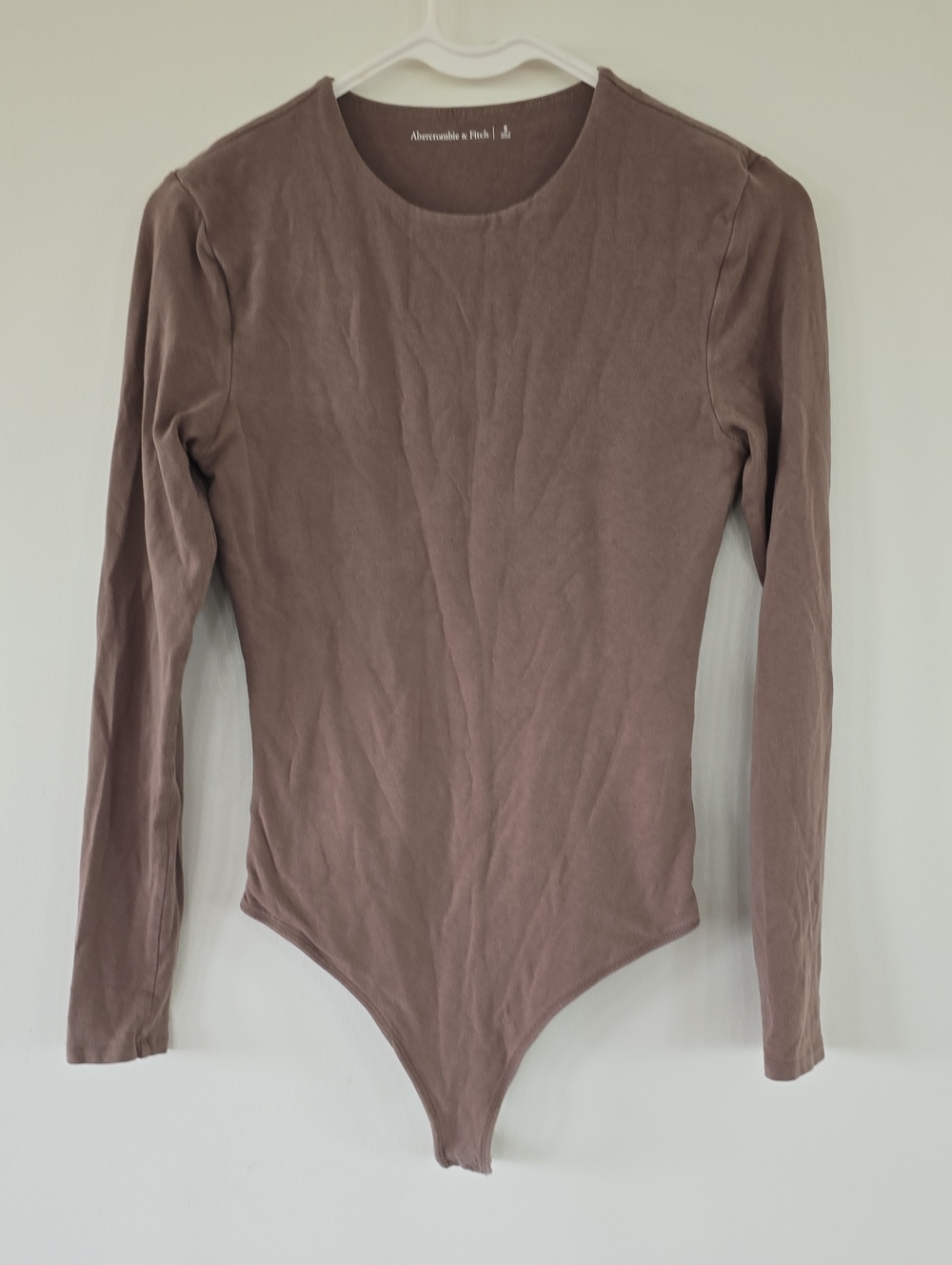Abercrombie & Fitch Taupe Long Sleeve Bodysuit